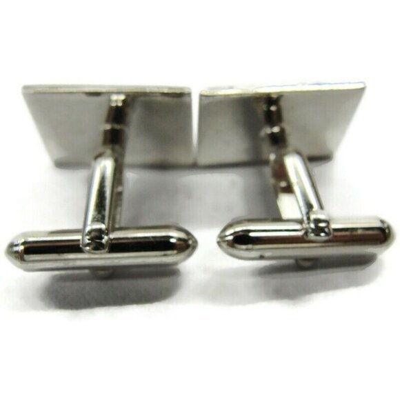 Signed Swank Polished Stainless Steel Silver Tone Cufflinks Rectangle - Picture 7 of 7